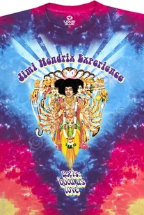 Axis: Bold as Love was the brilliant second album put out by The Jimi Hendrix Experience in 1967. Songs like Little Wing, Castles Made Of Sand, and the title track are all mainstays on the Classic Rock soundtrack. This Jimi Hendrix T-shirt features the provocative cover design by David King and Roger Law.